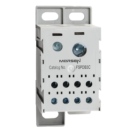 Mersen Power Distribution Block, Finger-Safe, 1 Pole, 310 A Copper, 1,500 V DC, DIN Rail, Screw FSPDB3C