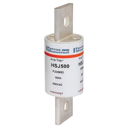 Mersen UL Class Fuse, J Class, HSJ Series, Very Fast-Acting, 500A, 600V AC, Non-Indicating HSJ500