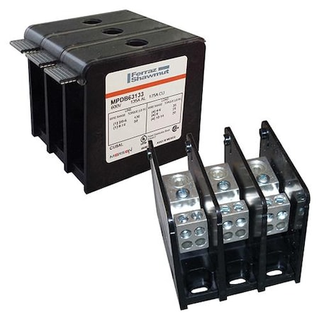 Mersen Power Distribution Block, AL, Min, 85A, 3P1 MPDB63103