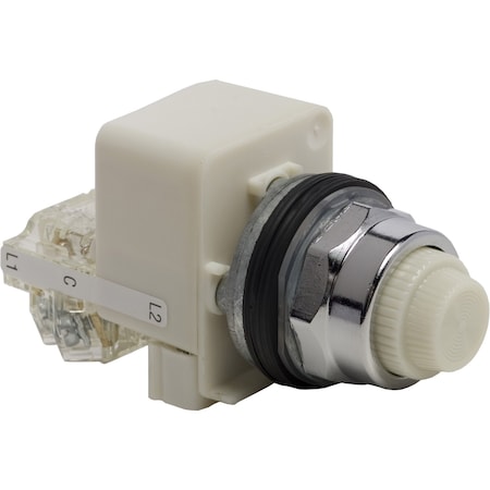 Square D Push-to-test pilot light, Harmony 9001K, metal, polycarbonate, fresnel, white, 30mm, LED white, 120V 9001KT38LWW31