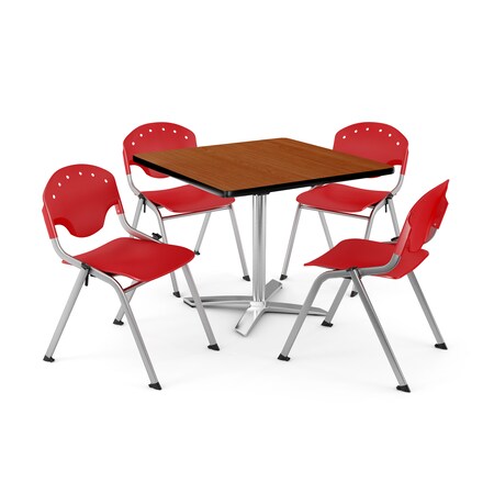 Ofm Break Room Table/Chair Set, 36" sq., Chrry PKG-BRK-019-0002