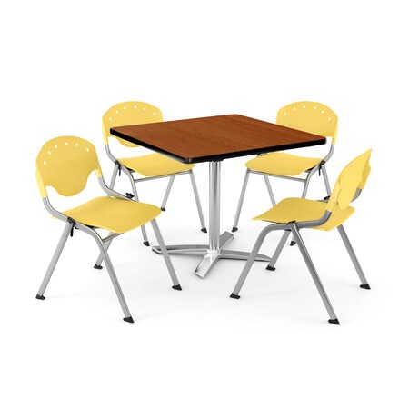 Ofm Break Room Table/Chair Set, 36" sq., Chrry PKG-BRK-019-0004