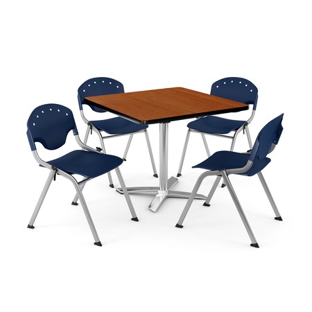 Ofm Break Room Table/Chair Set, 36" sq., Chrry PKG-BRK-019-0005