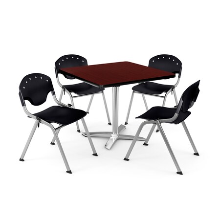 Ofm Break Room Table/Chair Set, 42" sq., Mhgny PKG-BRK-020-0013