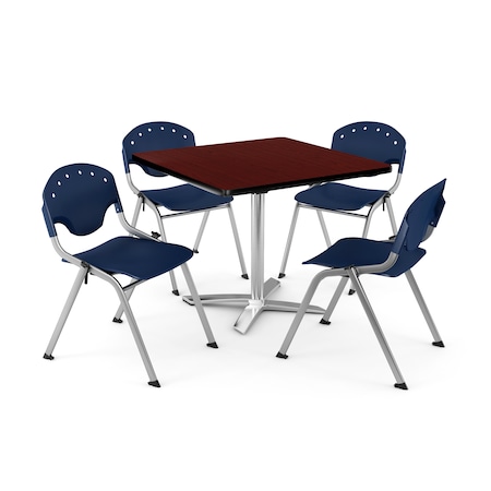 Ofm Break Room Table/Chair Set, 42" sq., Mhgny PKG-BRK-020-0017