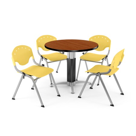 Ofm Break Room Table/Chair Set, 36" Rnd, Chrry PKG-BRK-021-0004