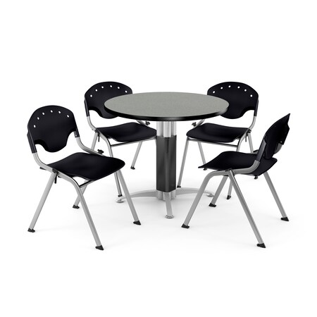 Ofm Break Room Table/Chair Set, 36" Rnd, Gray PKG-BRK-021-0007
