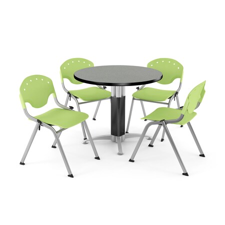 Ofm Break Room Table/Chair Set, 36" Rnd, Gray PKG-BRK-021-0012