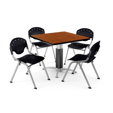 Ofm Break Room Table/Chair Set, 36" sq., Chrry PKG-BRK-022-0001