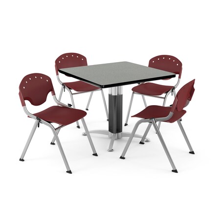 Ofm Break Room Table/Chair Set, 36" sq., Gray PKG-BRK-022-0009