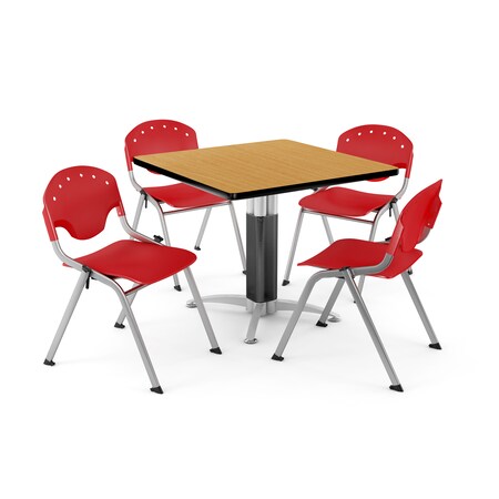 Ofm Break Room Table/Chair Set, 36" sq., Oak PKG-BRK-022-0020