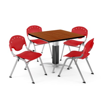 Ofm Break Room Table/Chair Set, 42" sq., Chrry PKG-BRK-024-0002
