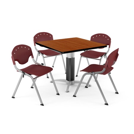 Ofm Break Room Table/Chair Set, 42" sq., Chrry PKG-BRK-024-0003