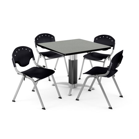 Ofm Break Room Table/Chair Set, 42" sq., Gray PKG-BRK-024-0007
