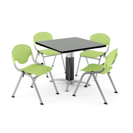 Ofm Break Room Table/Chair Set, 42" sq., Gray PKG-BRK-024-0012