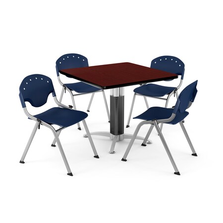 Ofm Break Room Table/Chair Set, 42" sq., Mhgny PKG-BRK-024-0017