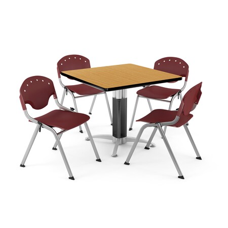 Ofm Break Room Table/Chair Set, 42" sq., Oak PKG-BRK-024-0021