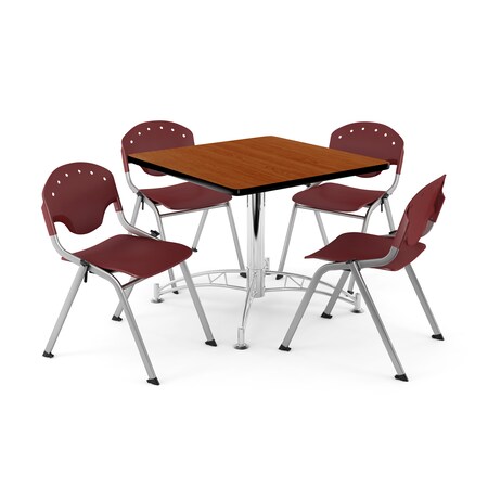 Ofm Break Room Table/Chair Set, 36" sq., Chrry PKG-BRK-05-0003