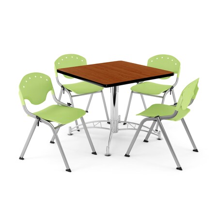Ofm Break Room Table/Chair Set, 36" sq., Chrry PKG-BRK-05-0006