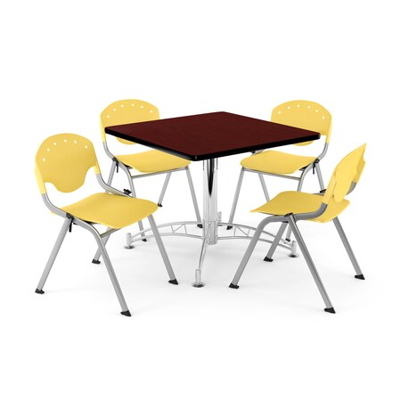 Ofm Break Room Table/Chair Set, 36" sq., Mhgny PKG-BRK-05-0016