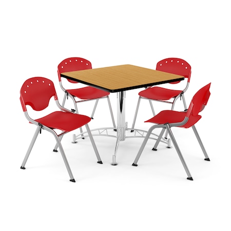 Ofm Break Room Table/Chair Set, 36" sq., Oak PKG-BRK-05-0020