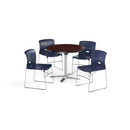 Ofm Break Room Table/Chair Set, 36" Rnd, Mhgny PKG-BRK-070-0012