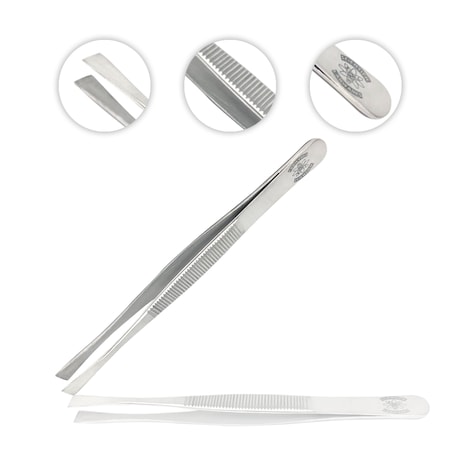 Scientific Labwares Straight Flat Broad Tip Forceps SWZR-036
