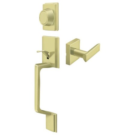 Deltana Highgate Handleset With Zinc Livingston Lever Dummy Bright Brass PRHHDLU3