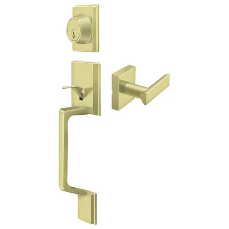 Deltana Highgate Handleset With Zinc Livingston Lever Entry Bright Brass PRHHLU3