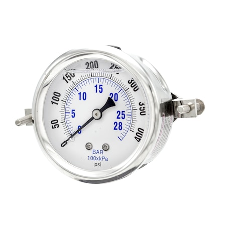 Pic Gauges 2 1/2 in Dial, 1/4 in NPT Male Center Back Location, Stainless Steel Case Material PRO-203L-254I
