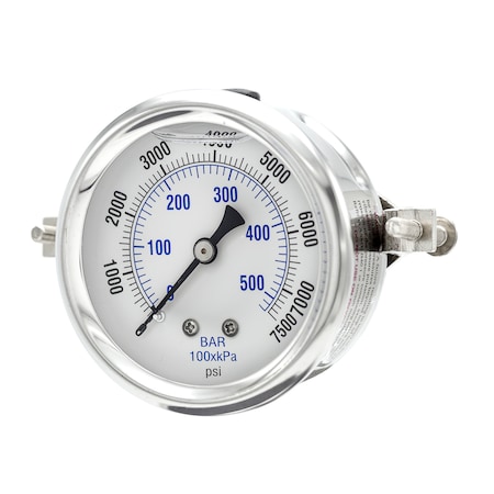Pic Gauges 2 1/2 in Dial, 1/4 in NPT Male Center Back Location, Stainless Steel Case Material PRO-203L-254T