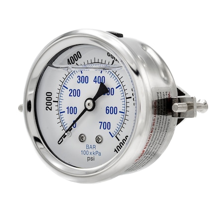 Pic Gauges 2 1/2 in Dial, 1/4 in NPT Male Center Back Location, Stainless Steel Case Material PRO-203L-254U