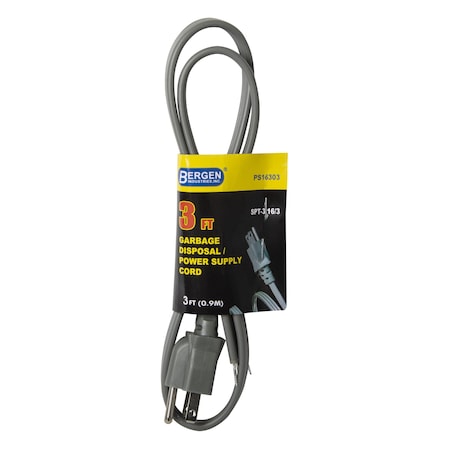 Bergen Industries Appliance Power Cord 3FT.16/3 Garbage D PS16303