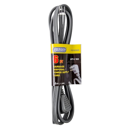 Bergen Industries Appliance Power Cord 6FT.16/33 Garbage PS16306R