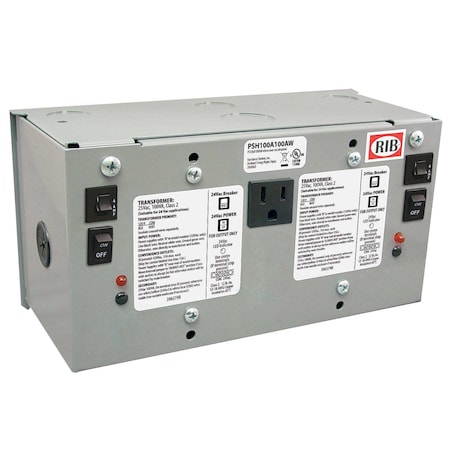 Functional Devices-Rib Enclosed Power Supply, 120V AC, 24V AC, 100VA PSH100A100AW