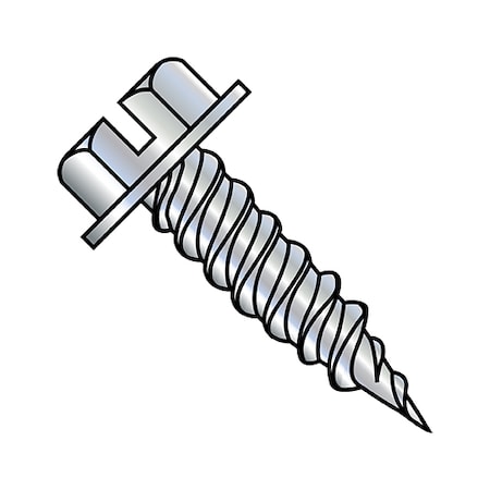 Zoro Select Self-Drilling Screw, #7-16 x 3/4 in, Zinc Plated Steel Flange Hex Head External Hex Drive, 6000 PK 0712PSW