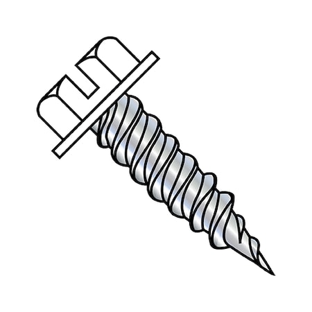 Zoro Select Sheet Metal Screw, #7-16 x 1/2 in, Zinc Plated Steel Flange Hex Head Slotted Drive, 10000 PK 0708PSWWH