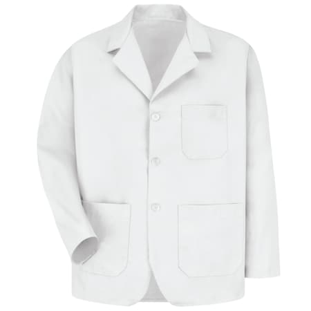 Red Kap Men's Mens White Office Coat 80/20, Cotton/Polyester, Buttons, White, S KP10WH RG S