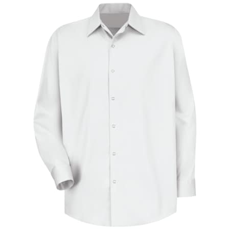 Red Kap Men's Long Sleeve Dress Shirt, Cotton, Snap, 0 Pocket(s), White, L SC16WH LN L