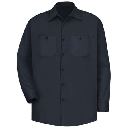 Red Kap Men's Long Sleeve Work Shirt, Cotton, Button Fronts, 2 Pocket(s), Dark Navy, L SC30DN RG L