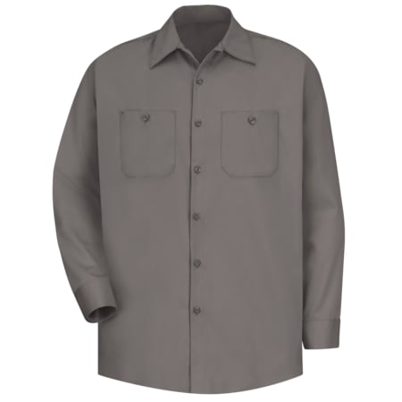 Red Kap Men's Long Sleeve Work Shirt, Cotton, Button Fronts, 2 Pocket(s), Gray, L SC30GG RG L