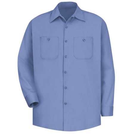 Red Kap Men's Long Sleeve Work Shirt, Cotton, Button Fronts, 2 Pocket(s), Light Blue, 2XL SC30LB RG XXL