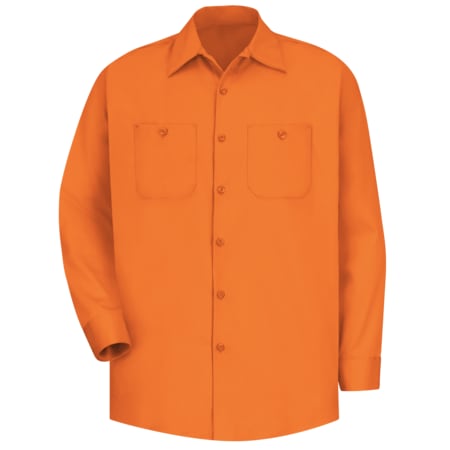 Red Kap Men's Long Sleeve Work Shirt, Cotton, Button Fronts, 2 Pocket(s), Orange, XL SC30OR RG XL