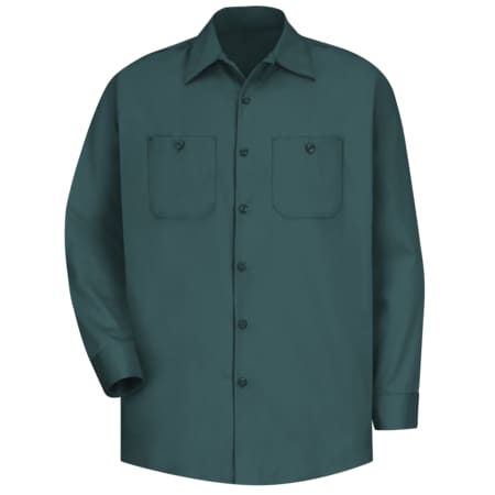 Red Kap Men's Long Sleeve Work Shirt, Cotton, Button Fronts, 2 Pocket(s), Green, M SC30SG RG M