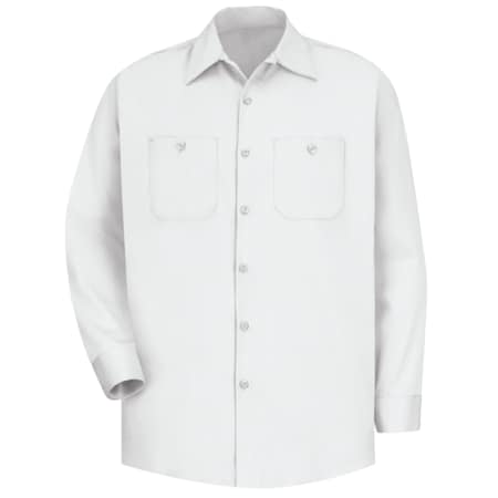 Red Kap Men's Long Sleeve Work Shirt, Cotton, Button Fronts, 2 Pocket(s), White, XL SC30WH RG XL