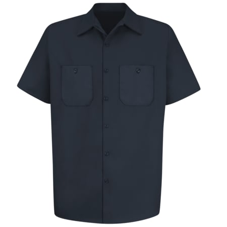Red Kap Men's Short Sleeve Work Shirt, Cotton, Button Fronts, 2 Pocket(s), Dark Navy, 2XL SC40DN SS XXL