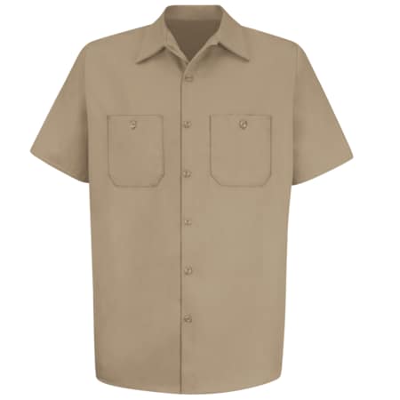 Red Kap Men's Short Sleeve Work Shirt, Cotton, Button Fronts, 2 Pocket(s), Tan, XL SC40KH SS XL