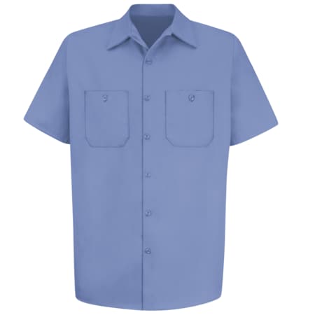 Red Kap Men's Short Sleeve Work Shirt, Cotton, Button Fronts, 2 Pocket(s), Light Blue, 4XL SC40LB SS 4XL
