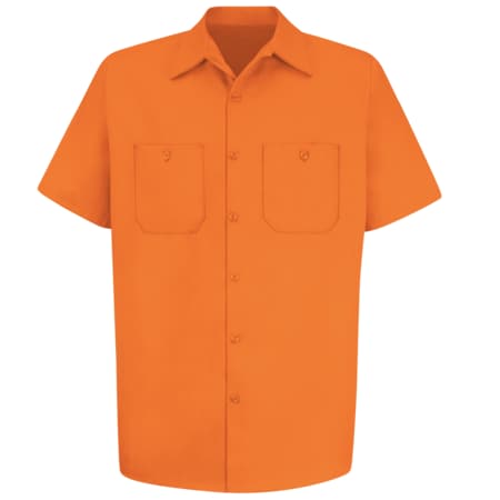 Red Kap Men's Short Sleeve Work Shirt, Cotton, Button Fronts, 2 Pocket(s), Orange, XL SC40OR SS XL