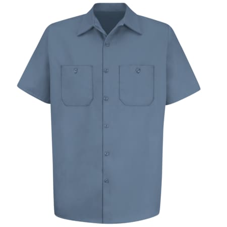 Red Kap Men's Short Sleeve Work Shirt, Cotton, Button Fronts, 2 Pocket(s), Postman Blue, 3XL SC40PB SS 3XL